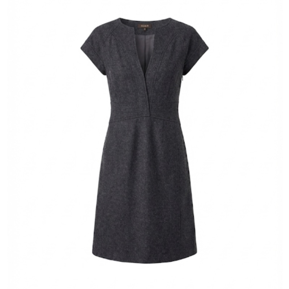 Vintage TOCCA Wool Blend Sheath Dress Cap Sleeve V-Neck Size 8 Minimalist